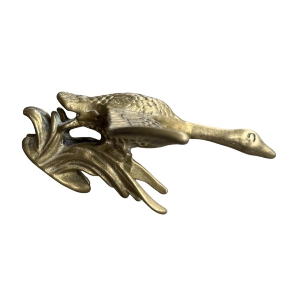 Vintage Brass Duck Wall Hook Coat Key Holder Bird Decor Heavy Solid Brass